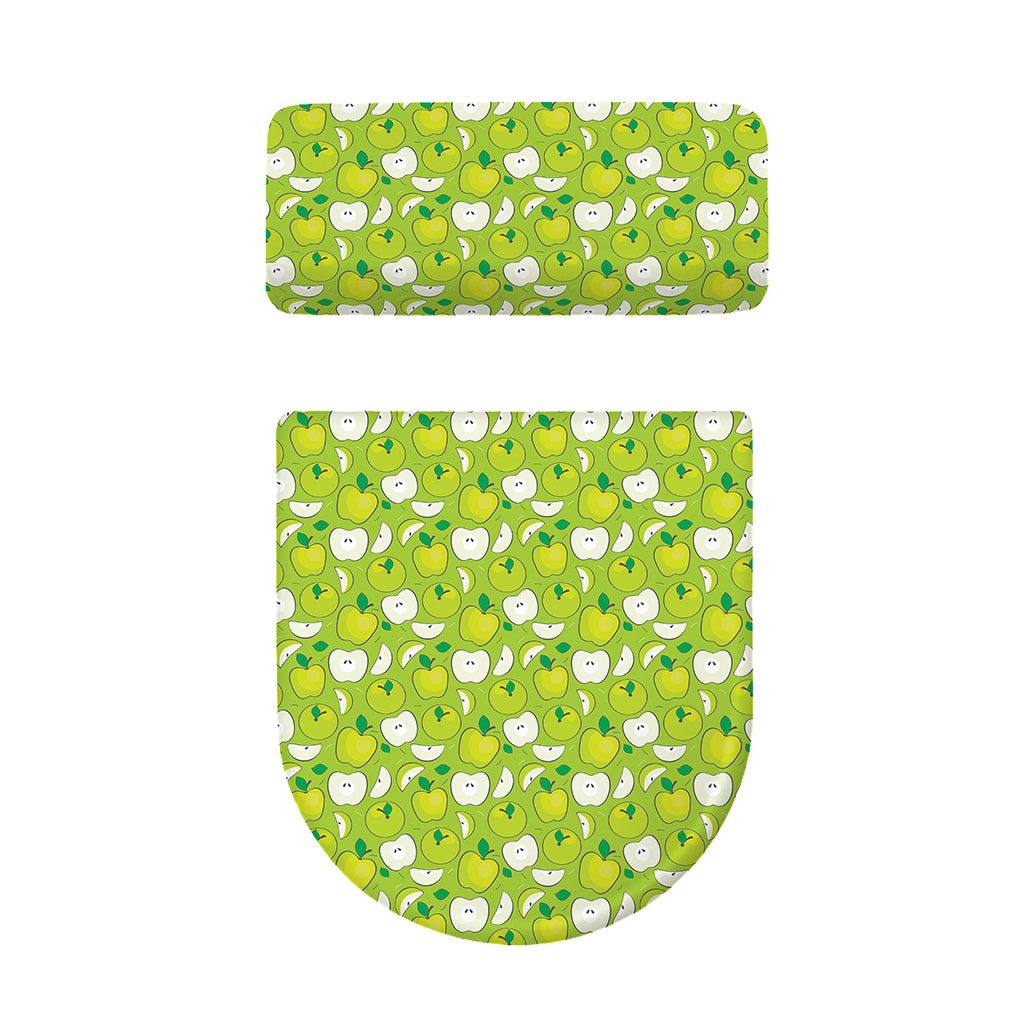 Green Apple Fruit Pattern Print Toilet Lid And Tank Cover Set