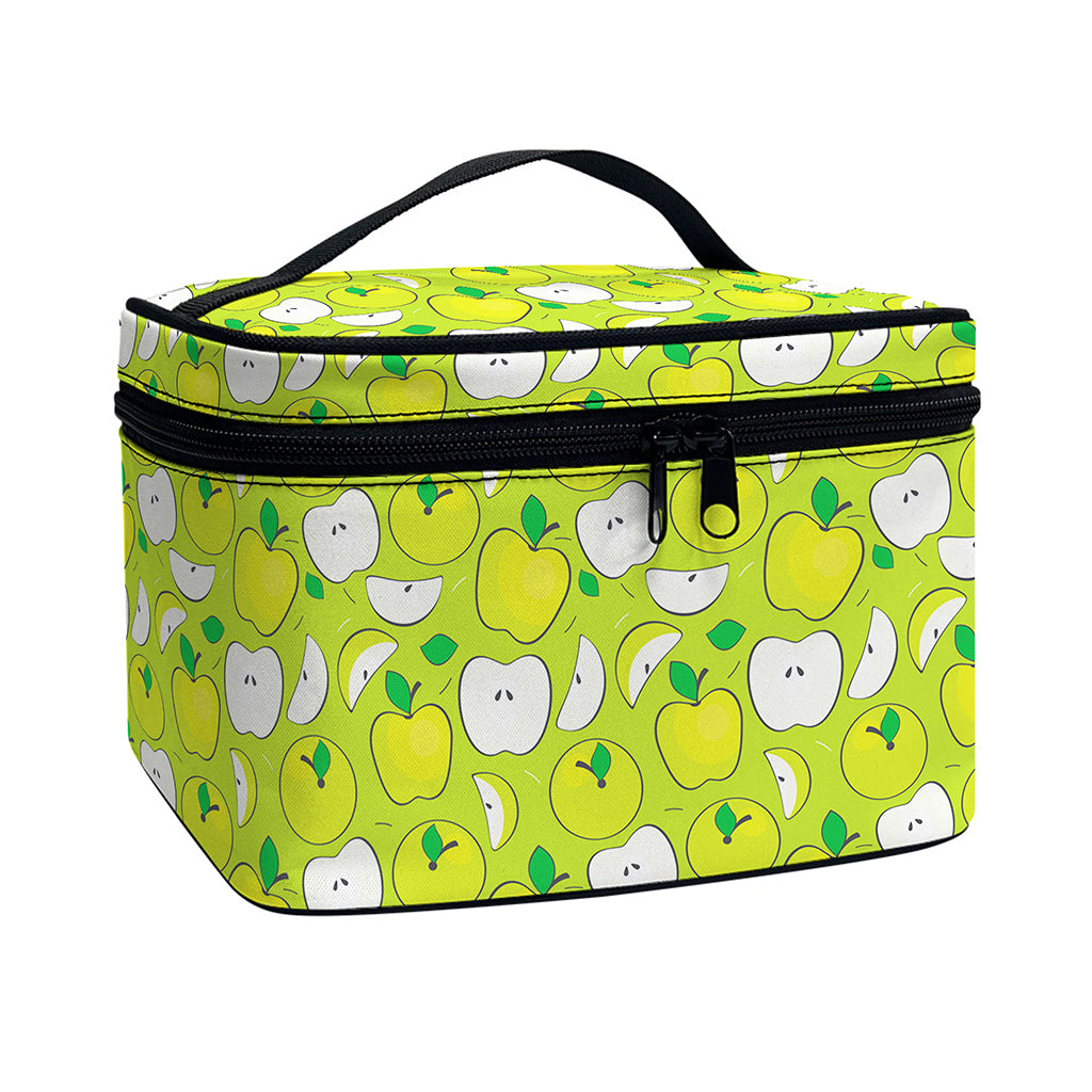 Green Apple Fruit Pattern Print Travel Makeup Bag