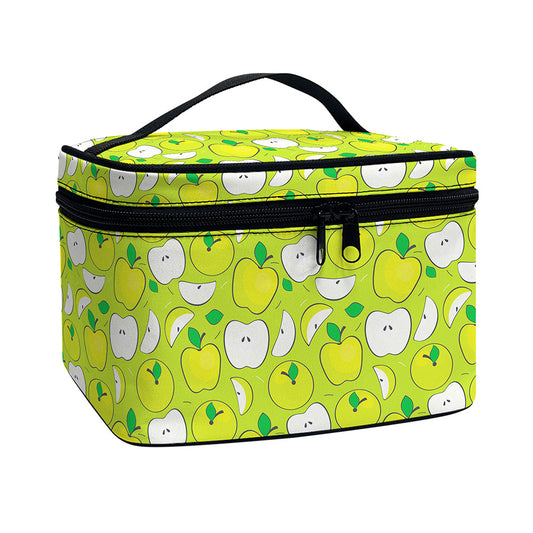Green Apple Fruit Pattern Print Travel Makeup Bag