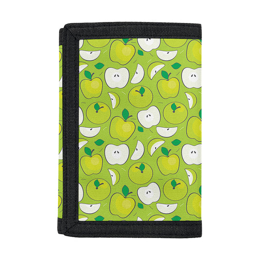 Green Apple Fruit Pattern Print Trifold Wallet