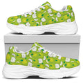 Green Apple Fruit Pattern Print White Chunky Shoes