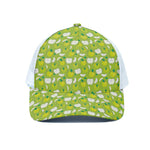 Green Apple Fruit Pattern Print White Mesh Trucker Cap