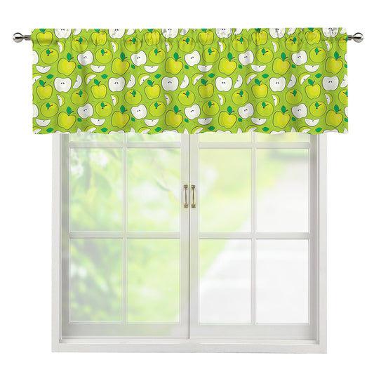 Green Apple Fruit Pattern Print Window Valance