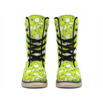 Green Apple Fruit Pattern Print Winter Boots