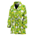 Green Apple Fruit Pattern Print Women's Bathrobe
