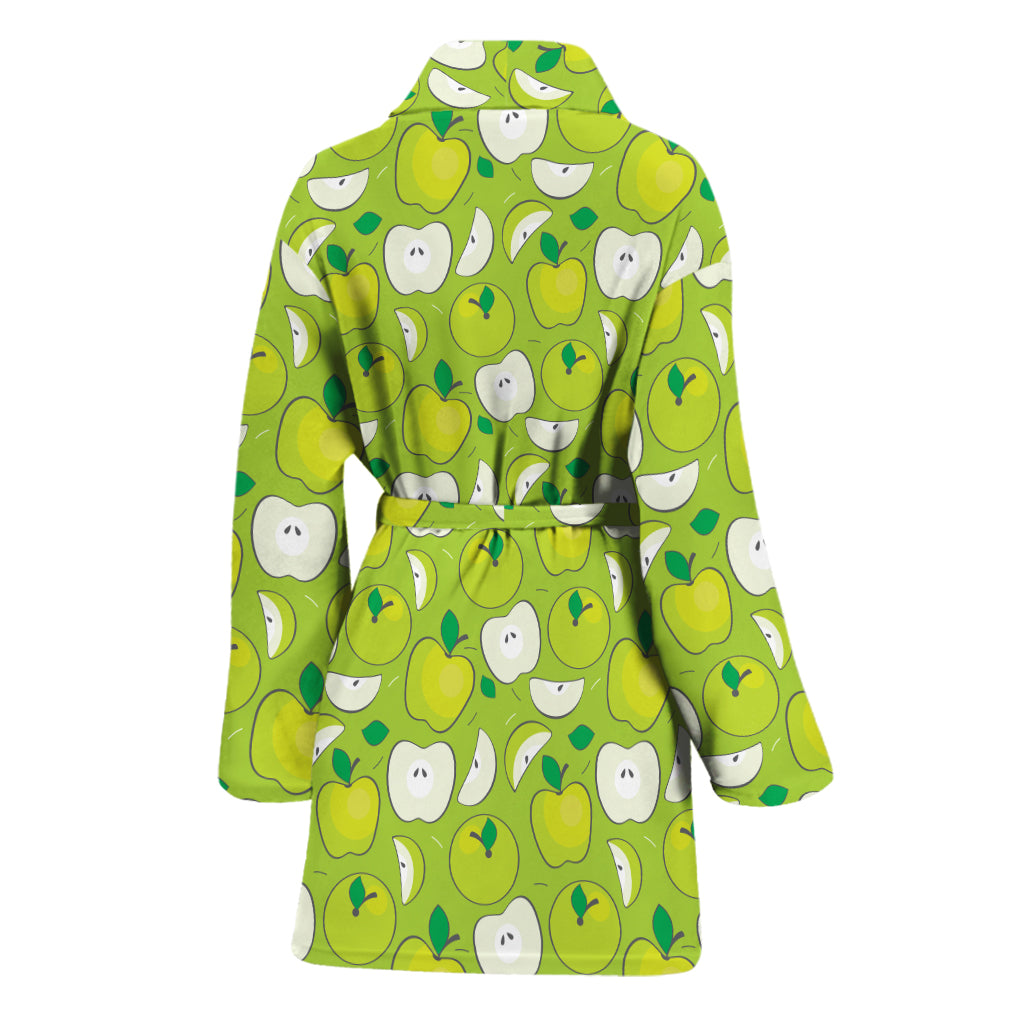 Green Apple Fruit Pattern Print Women's Bathrobe