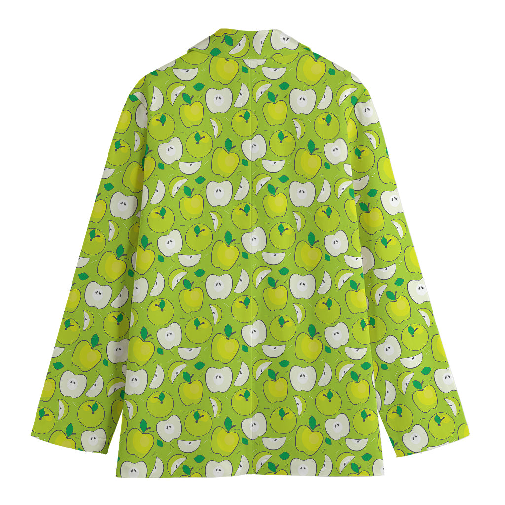 Green Apple Fruit Pattern Print Women's Cotton Blazer