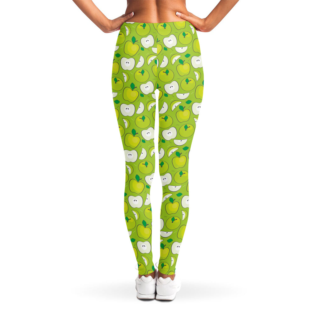 Green Apple Fruit Pattern Print Women's Leggings