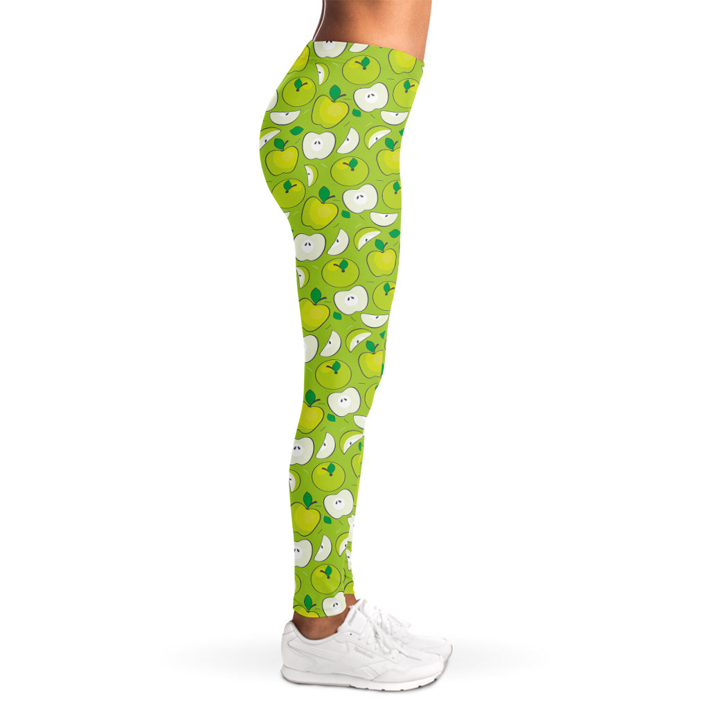 Green Apple Fruit Pattern Print Women's Leggings