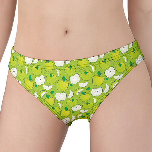 Green Apple Fruit Pattern Print Women's Panties