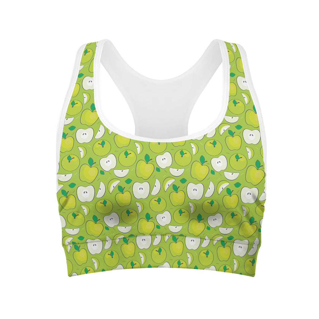 Green Apple Fruit Pattern Print Women's Sports Bra