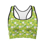 Green Apple Fruit Pattern Print Women's Sports Bra