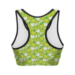 Green Apple Fruit Pattern Print Women's Sports Bra