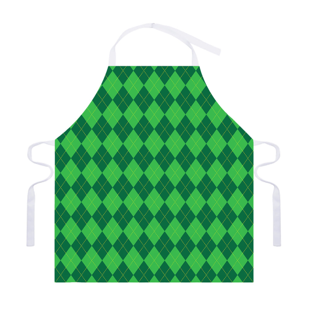 Green Argyle Pattern Print Adjustable Apron