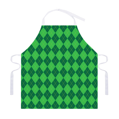 Green Argyle Pattern Print Adjustable Apron