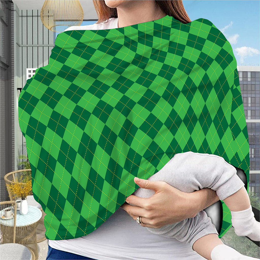 Green Argyle Pattern Print Baby Seat Cover