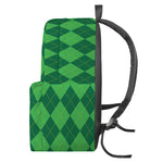 Green Argyle Pattern Print Backpack