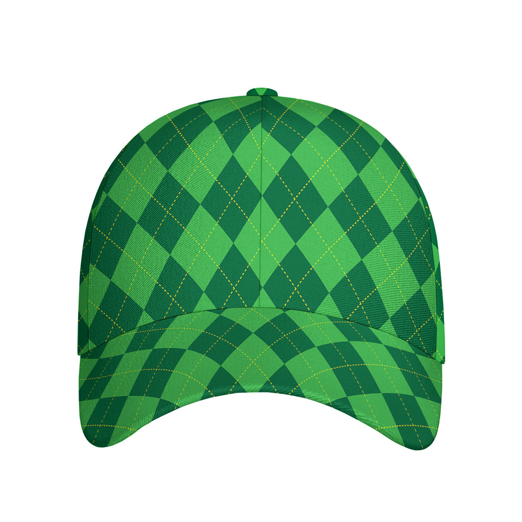 Green Argyle Pattern Print Baseball Cap
