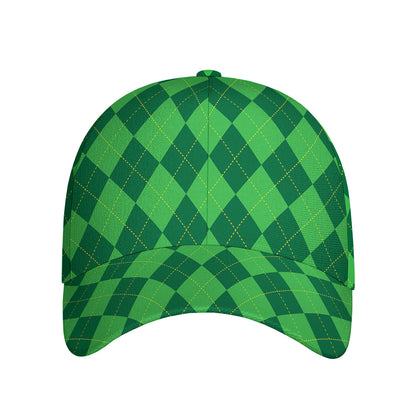 Green Argyle Pattern Print Baseball Cap