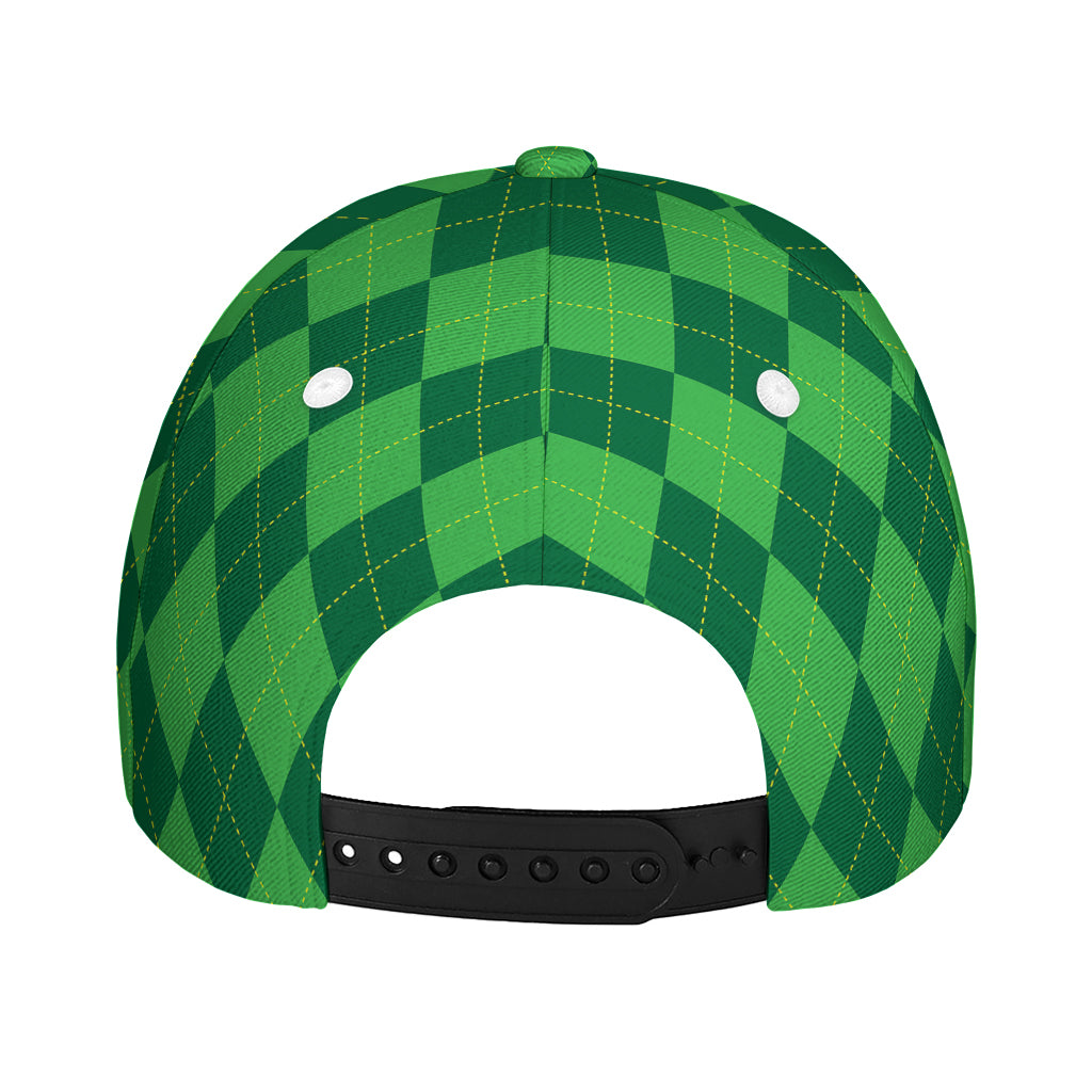 Green Argyle Pattern Print Baseball Cap