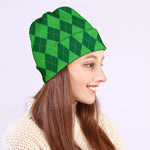 Green Argyle Pattern Print Beanie