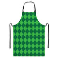 Green Argyle Pattern Print Bib Apron With Pocket