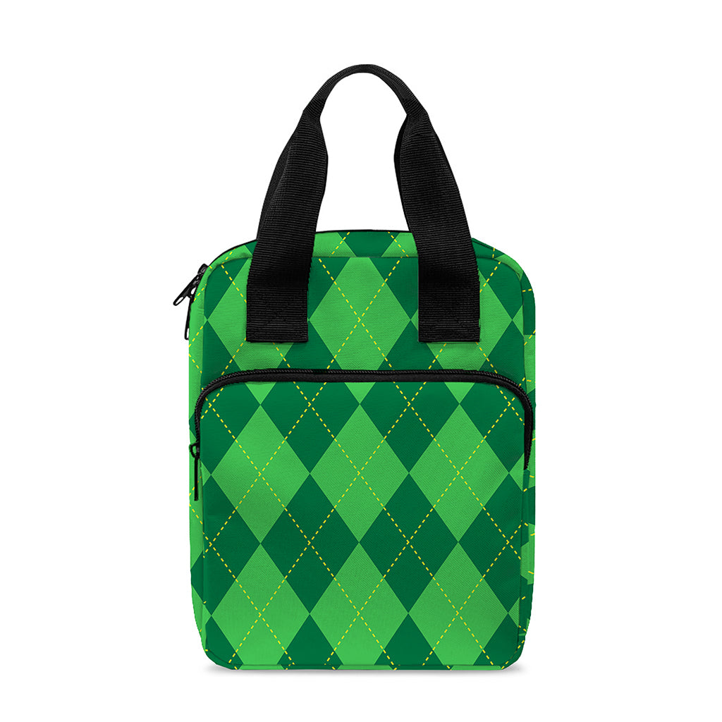 Green Argyle Pattern Print Bible Tote Bag