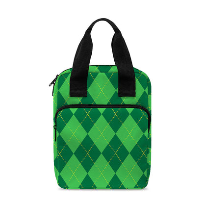 Green Argyle Pattern Print Bible Tote Bag
