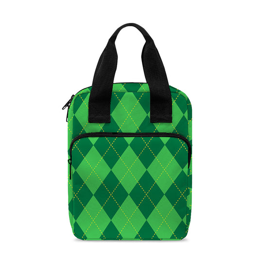 Green Argyle Pattern Print Bible Tote Bag
