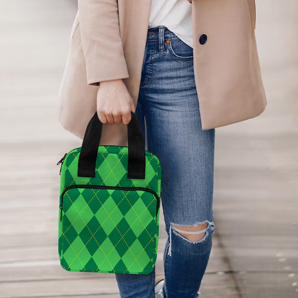 Green Argyle Pattern Print Bible Tote Bag