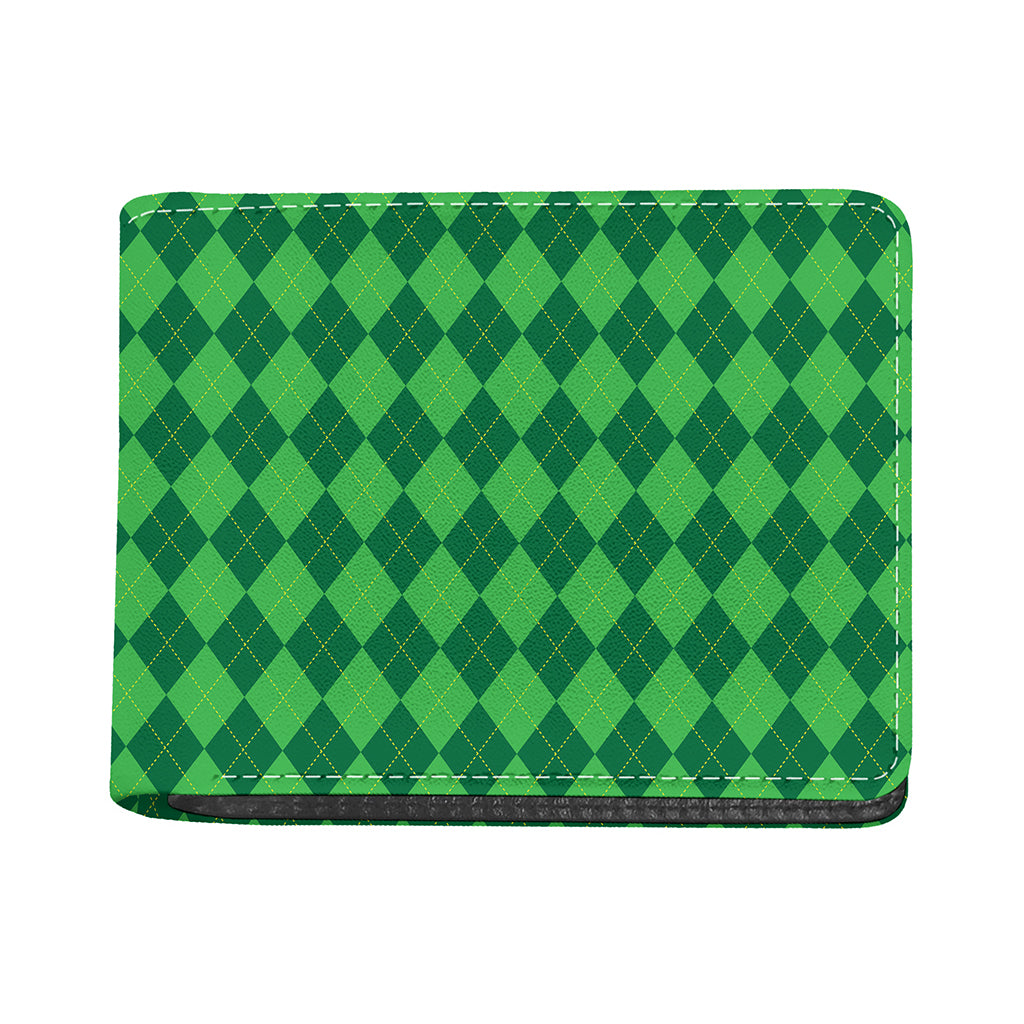 Green Argyle Pattern Print Bifold Wallet