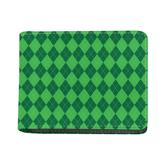 Green Argyle Pattern Print Bifold Wallet