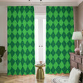 Green Argyle Pattern Print Dimout Pencil Pleat Curtains