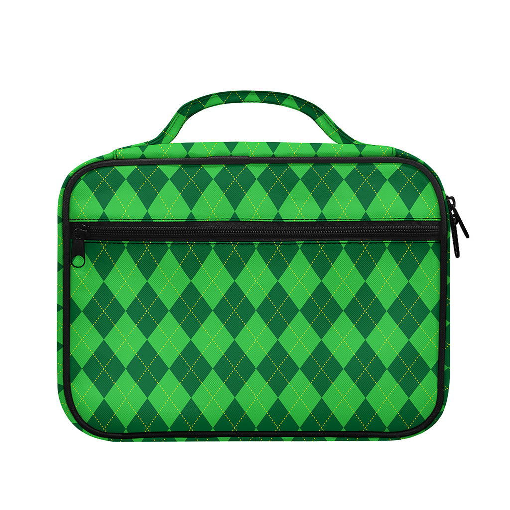 Green Argyle Pattern Print Briefcase Bible Bag