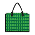 Green Argyle Pattern Print Canvas Tote Bag