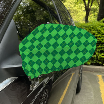 Green Argyle Pattern Print Car Side Mirror Covers