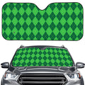 Green Argyle Pattern Print Car Windshield Sun Shade