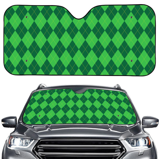 Green Argyle Pattern Print Car Windshield Sun Shade