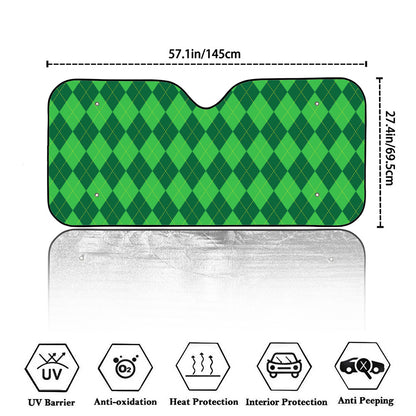 Green Argyle Pattern Print Car Windshield Sun Shade