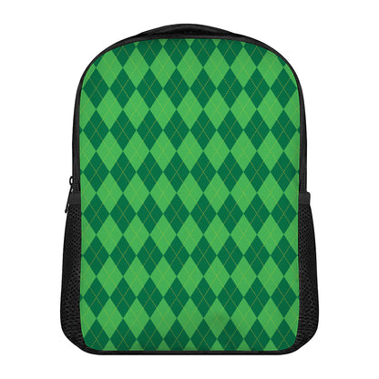 Green Argyle Pattern Print Casual Backpack