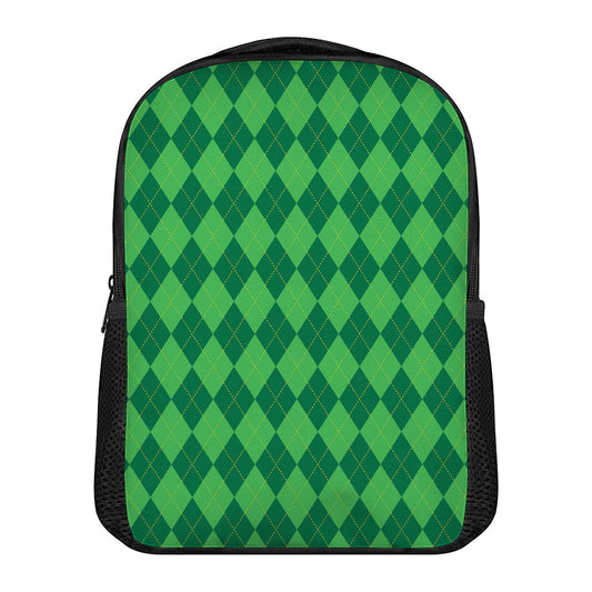 Green Argyle Pattern Print Casual Backpack