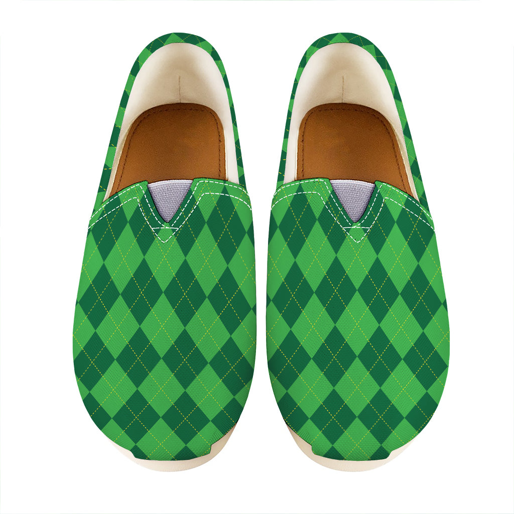 Green Argyle Pattern Print Casual Shoes