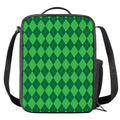 Green Argyle Pattern Print Crossbody Lunch Bag