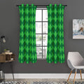 Green Argyle Pattern Print Grommet Curtain Panels