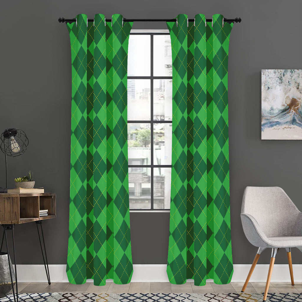 Green Argyle Pattern Print Curtain