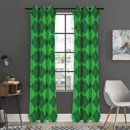 Green Argyle Pattern Print Curtain