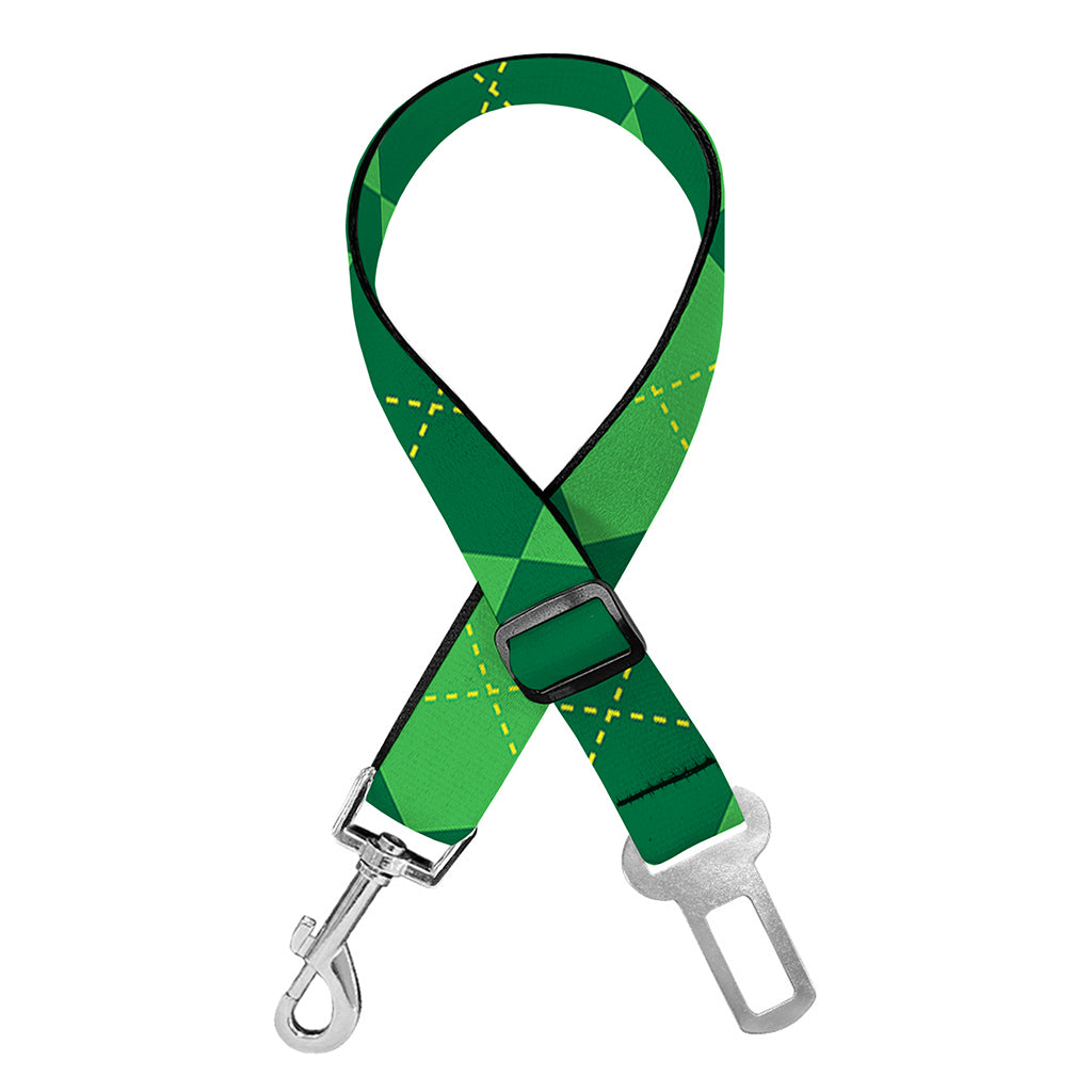 Green Argyle Pattern Print Dog Seat Belt