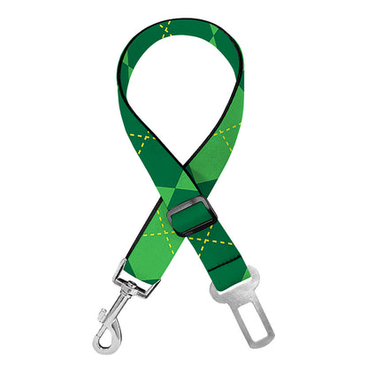 Green Argyle Pattern Print Dog Seat Belt