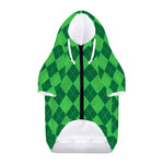 Green Argyle Pattern Print Dog Zip Up Hoodie