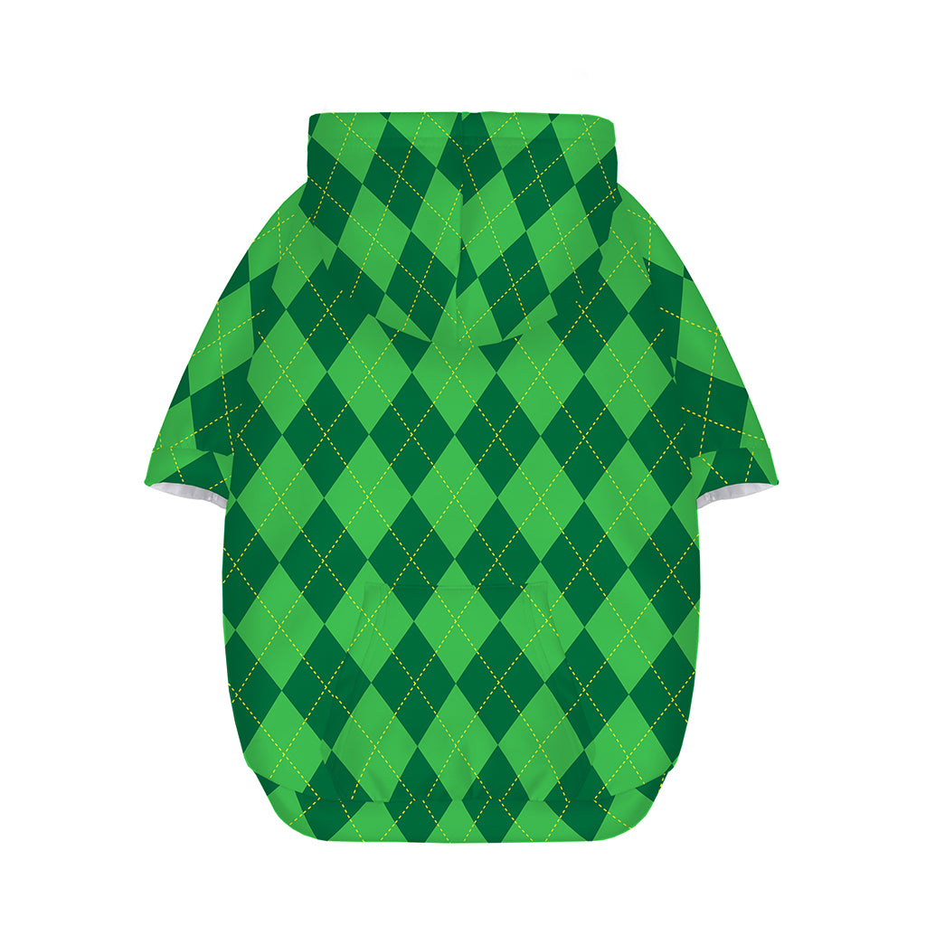 Green Argyle Pattern Print Dog Zip Up Hoodie